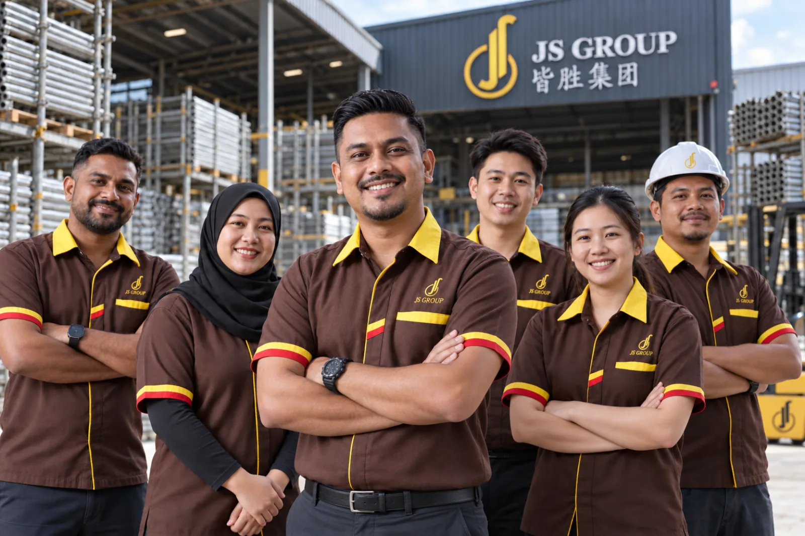 JS Group team at the company scaffolding yard